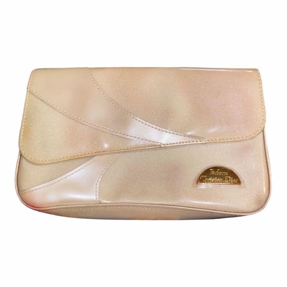 Dior Handbags - Vintage Christian Dior Parfums Cream Toiletry Clutch Pouch Bag Patent Trim